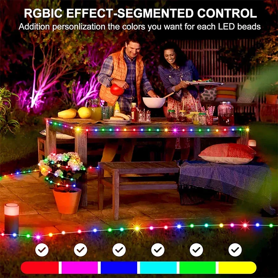 10M Fairy Led Lights Dream Color Smart Bluetooth String Light RGBIC DIY Christmas Tree Lights for Garden Party Wedding Decor