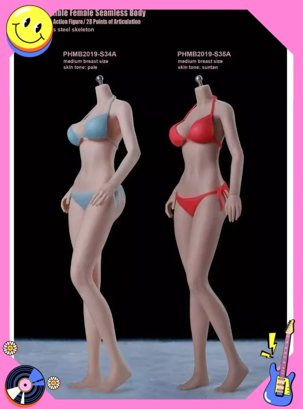 S01A S04B S07C S10D 1/6 مقياس الفولاذ المقاوم للصدأ أنثى الجندي سلس دمية الجسم ل 12 بوصة عمل الشكل شاحب/Suntan الجلد الجسم نموذج #1