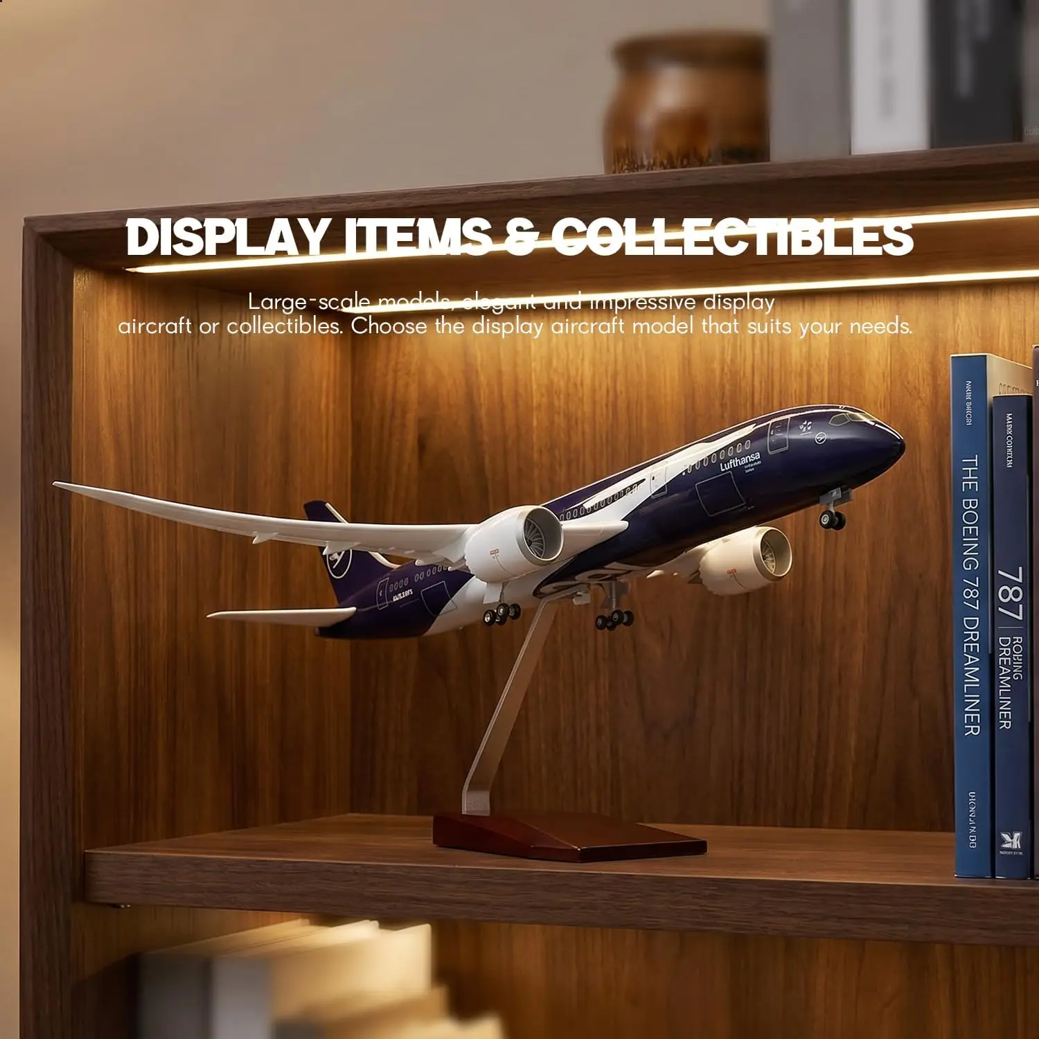 1/130 Large Scale Lufthansa B787 100TH Centennial Resin Diecast Airplane Model Kit with Stand for Adult Aviation Enthusiast Gift
