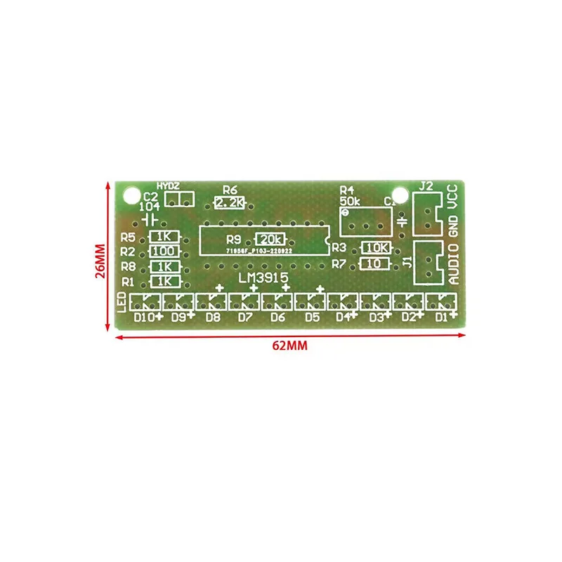 LM3915 DC 9V-12V 10 LED Sound Audio Spectrum Analyzer Level Indicator Kit DIY Electoronics Soldering Practice Set laboratory