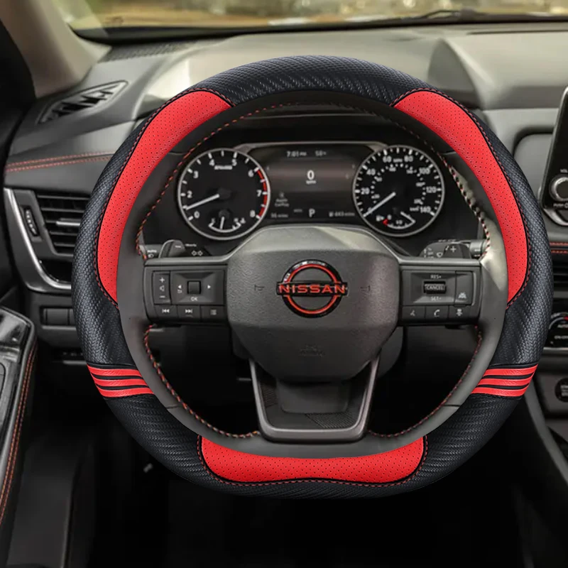 D-Shape Leather Car Steering Wheel Cover For Nissan X-Trail 2018-2024 Versa 2020-2023 Pathfinder Note 2022-2025 Auto Accessories