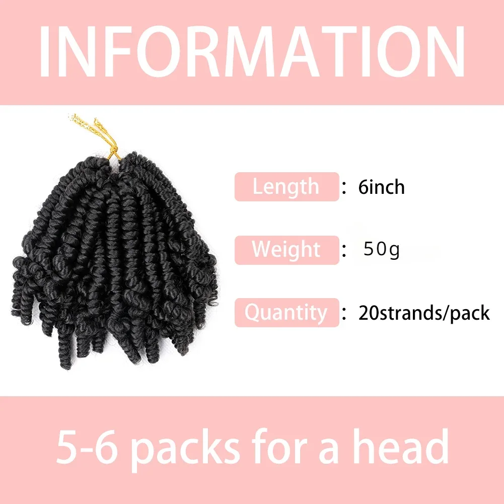 6 Inch Bomb Spring Twist Hair Short Passion Twist Braids Synthetic Bob Spring Twist Crochet Braids For Women girls