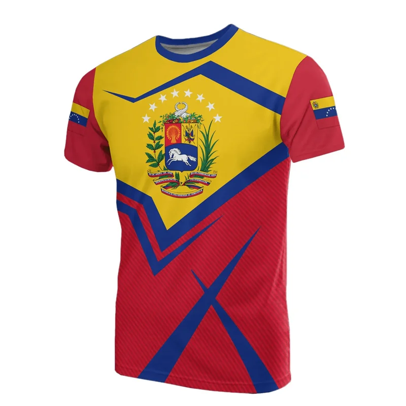 3d Print Venezuela Flag T Shirt For Men Summer Round Neck Short Sleeve Tees Gym Sports Oversized T-Shirts Tops Male Clothes