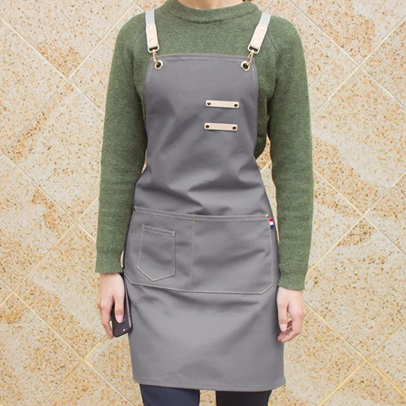 Canvas Apron Crossback Cotton Straps Barista Bartender Baker Waitstaff Pastry Chef Uniform Florist Painter Artist Work Wear E14