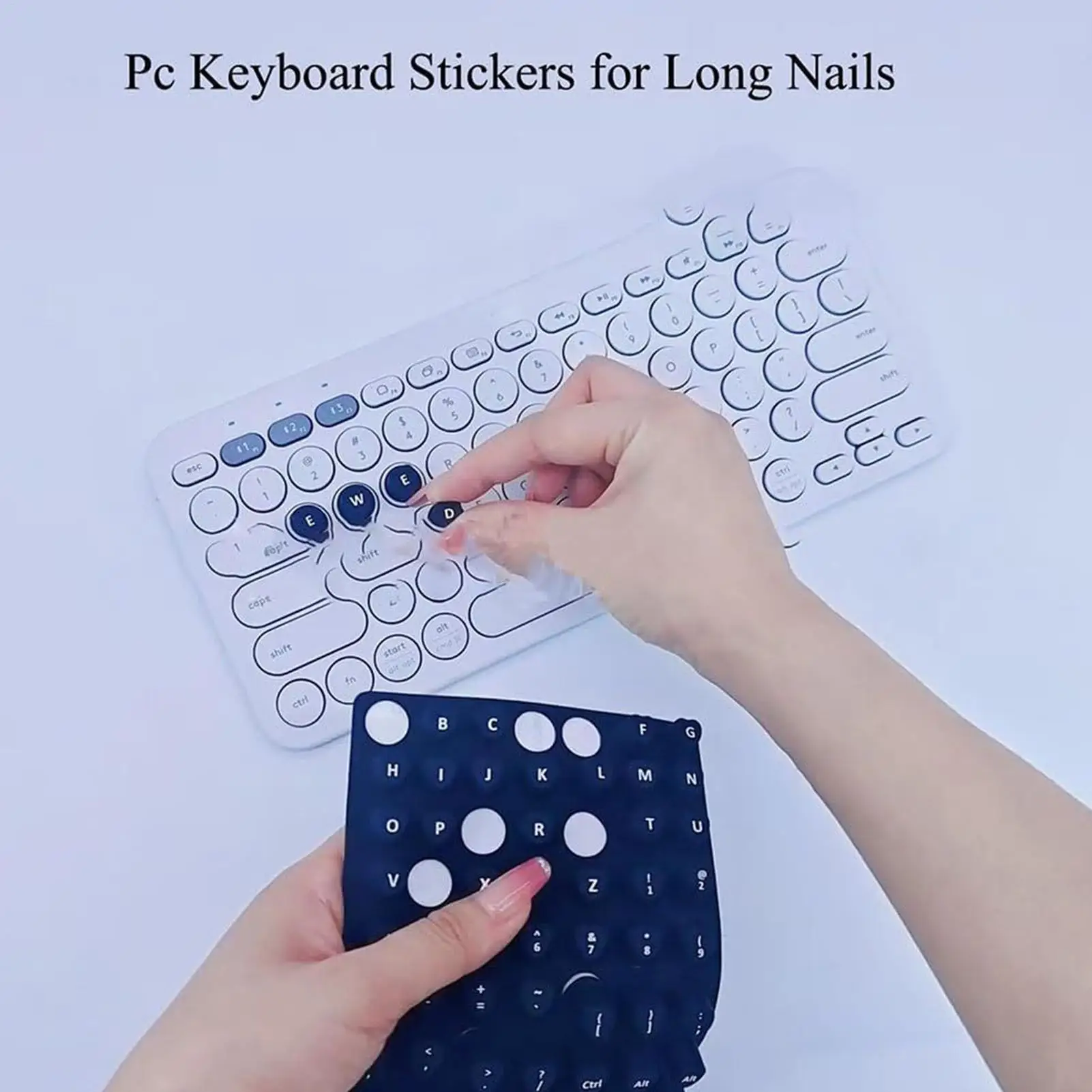 Keyboard Stickers For Long Nails Adhesive Keyboard Bubbles Silicone Protection Reusable Sticky Pad For Women PC Desktops