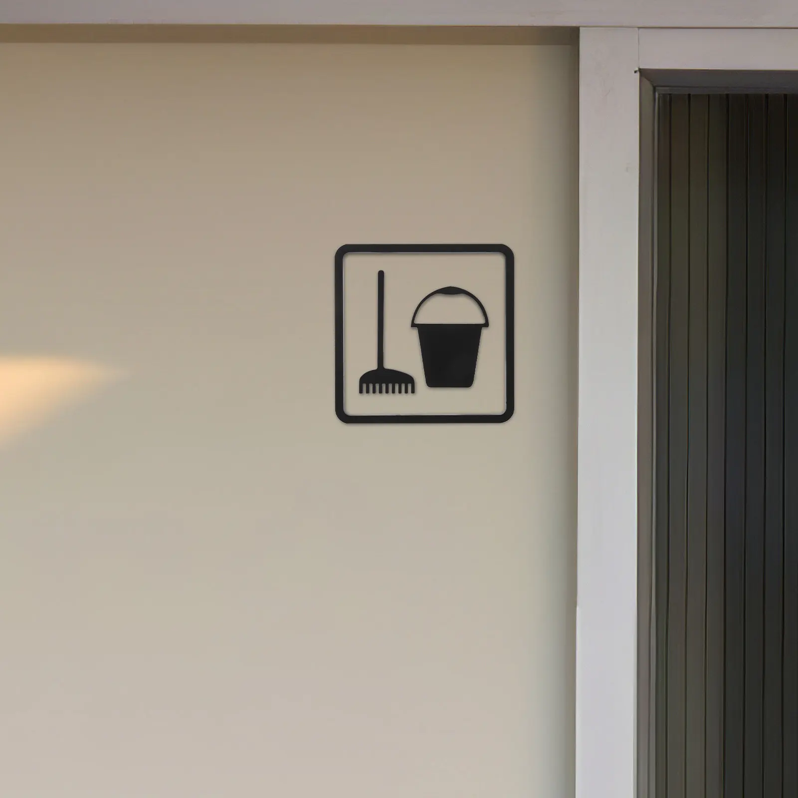 2Pcs Acrylic Cleaning Room Door Sign 10x10cm Black Commercial Restroom Cleaning Indicator Wall Plaque for Hotels Offices Malls