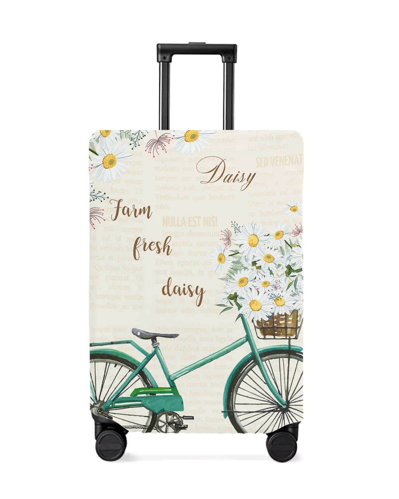 Bicycle Daisy Vintage Old Newspaper Travel Luggage Protective Cover Travel Accessories Suitcase Elastic Dust Case Protect Sleeve