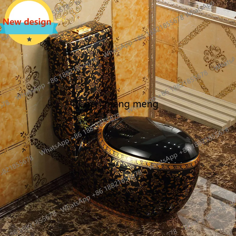 D80 European neoclassical gold toilet household creative personalized toilet water saving color toilet