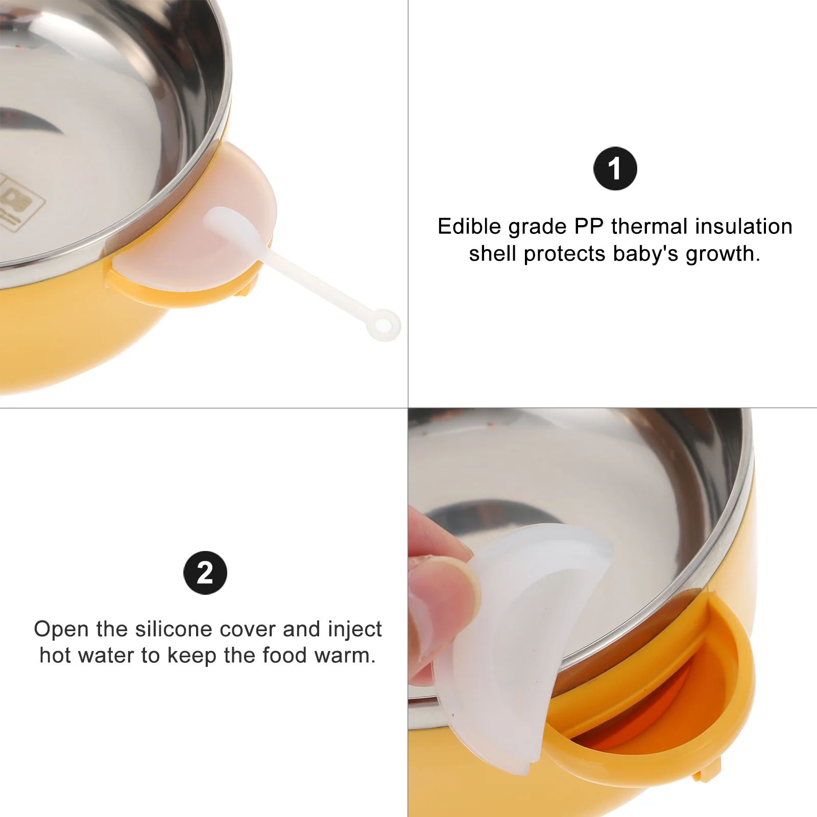 

1Pcs Injection Insulated Stainless Steel Bowl Double Layer Children Complementary Food Soup Salad Household Kitchen Serving