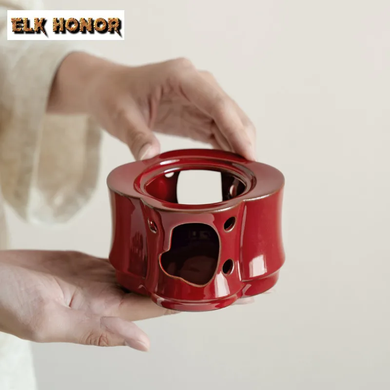 

Ochre Dream Red Ceramic Tea Warmer Holder Alcohol Burner Stove Household Kettle Stand Baked Milk Jar Carbon Furnace Tea Ceremony