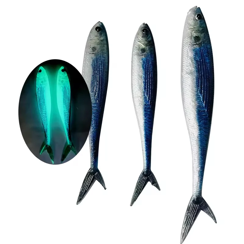 TAKEDO 3D Live Fish Painting Lure 12.5cm 11g 16cm 21.5g Luminous Soft Fishing Bait Scissor Tail Fish For Tuna Bass Sea Fishing