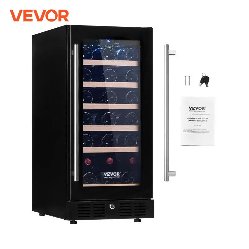 VEVOR Wine Cooler 30 Bottles Capacity Under Counter Built-in or Freestanding Wine Refrigerator for Drink Beer Soda Wine Water