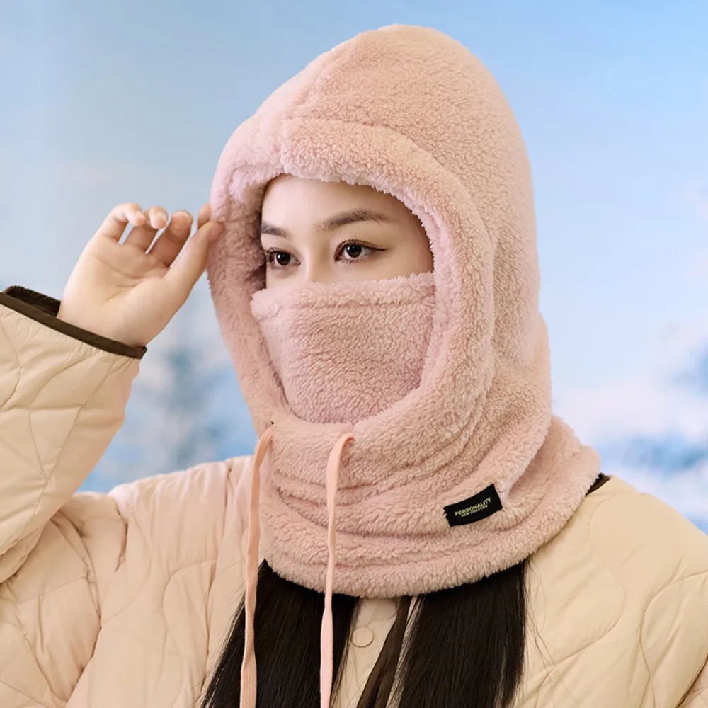 

Soft Solid Color Cycling Windproof Cap Hood Keep Warm Winter Balaclava Adjustable Thermal Ski Mask Hat Women