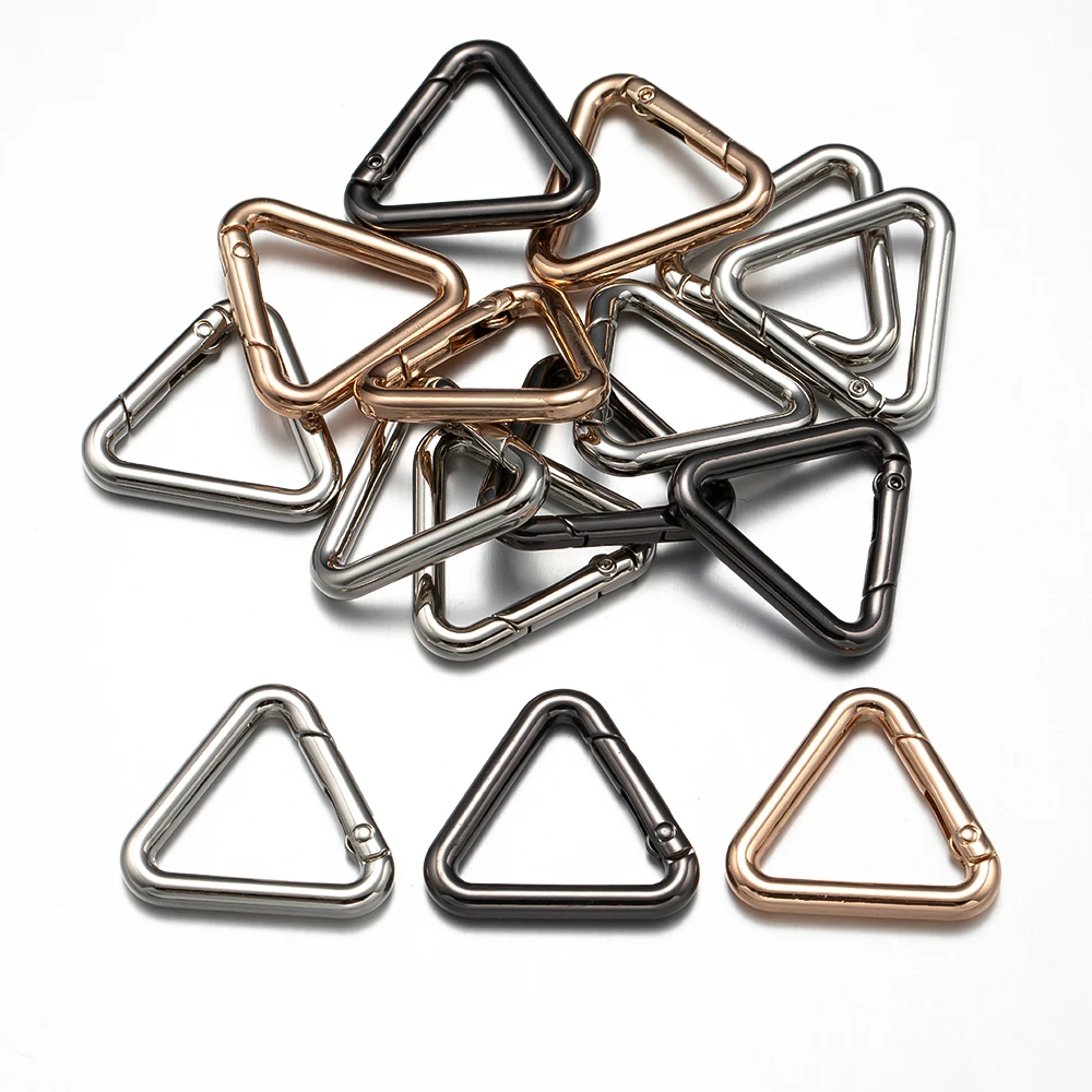 

5pcs Metal Triangles Rings Spring Clasp Buckle Keychain Connector Carabiner For DIY Bag Keys Jewellery Making Accessories Crafts