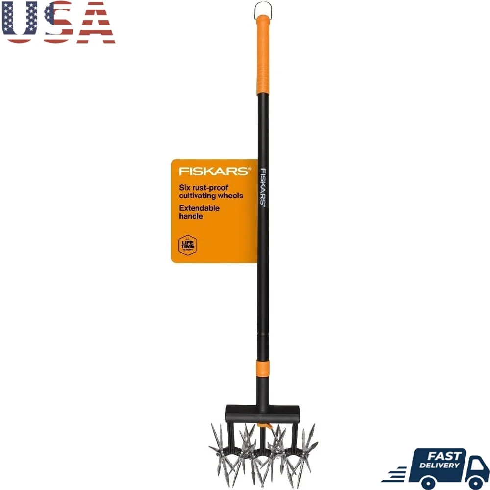 

Extendable Telescoping Garden Tiller Cultivator Rotary Hand Tool 40-60 Inch Lightweight Soil Aerator Ergonomic Design Durable