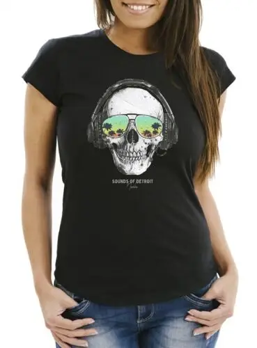 Unisex Skull Headphones Music Party Skull Sunglasses Skull Sounds T-Shirt