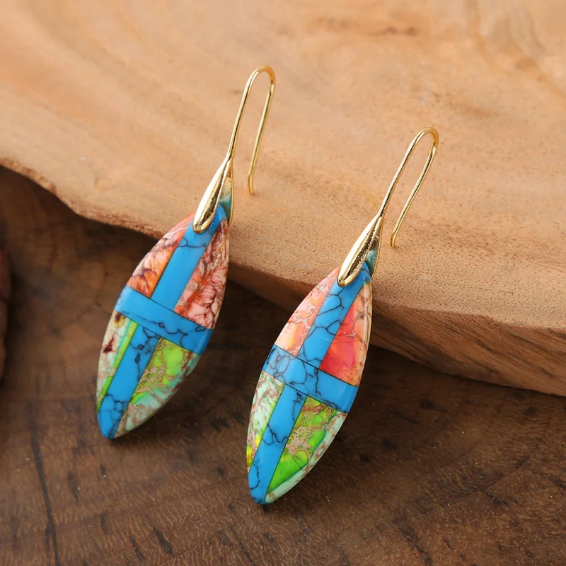 B&F cross-shaped emperor stone earrings, retro faith earrings, foreign trade popular hot selling earrings