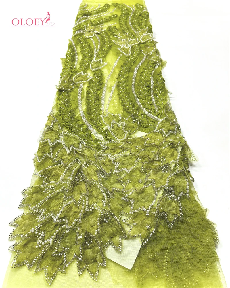 

OLOEY Luxury 3D African High-end Beaded Embroidery Lace 2026 Nigerian French Sequin Lace Fabric Women's Wedding Party Dresses