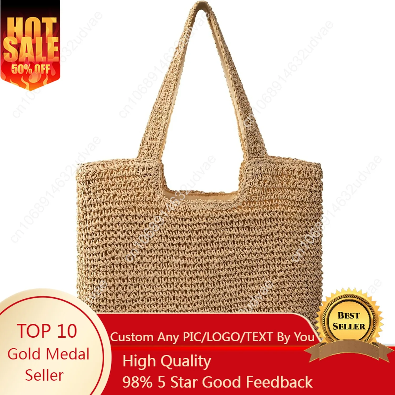 Beach Bags for Women, Large Beach Bag, Woven Straw Tote Bags Waterproof, Weaving Swim Shopping Travel Bag