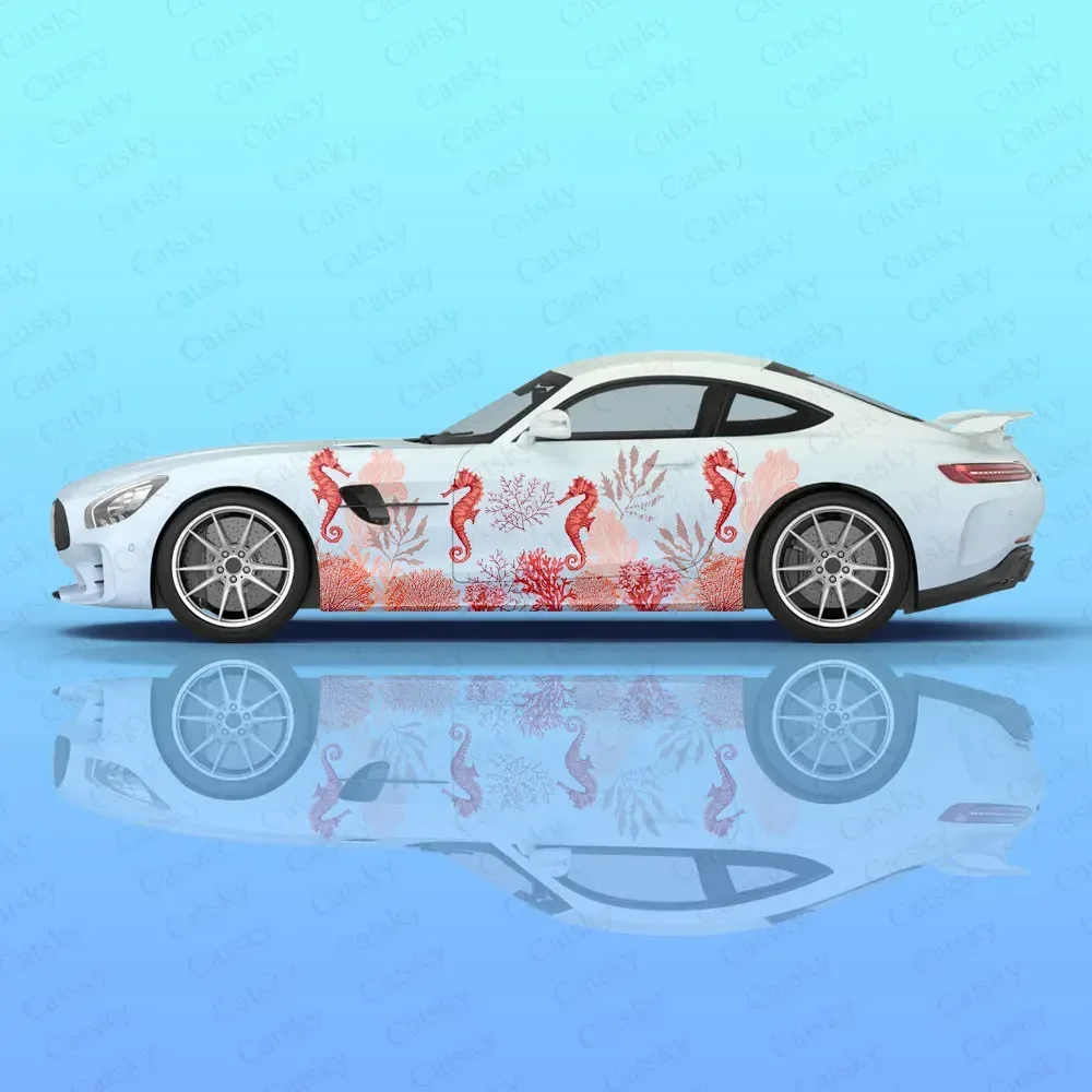 Animal Ocean Seahorse Car Body Sticker Itasha Vinyl Side Decal Body Wrap Cover Auto Accessories Decoration Protective Film Gift