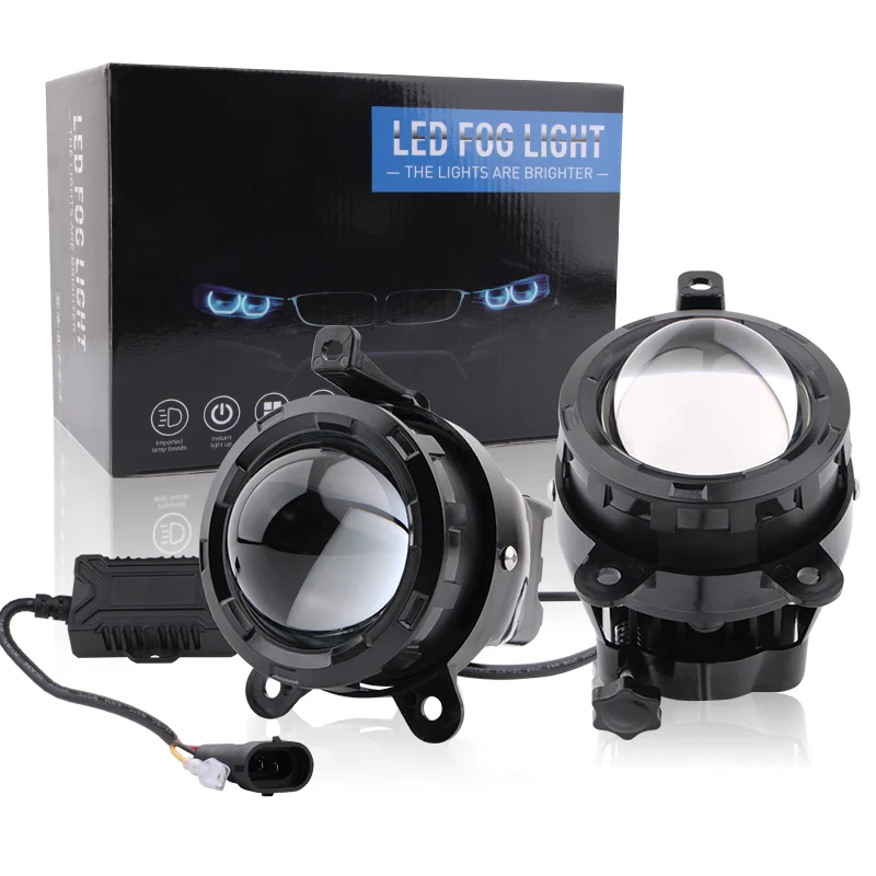 

Automobiles LED Headlight Fog Lamps White Light 6000K waterproof Bi Led Lenses 3.0 Projector Fog Light