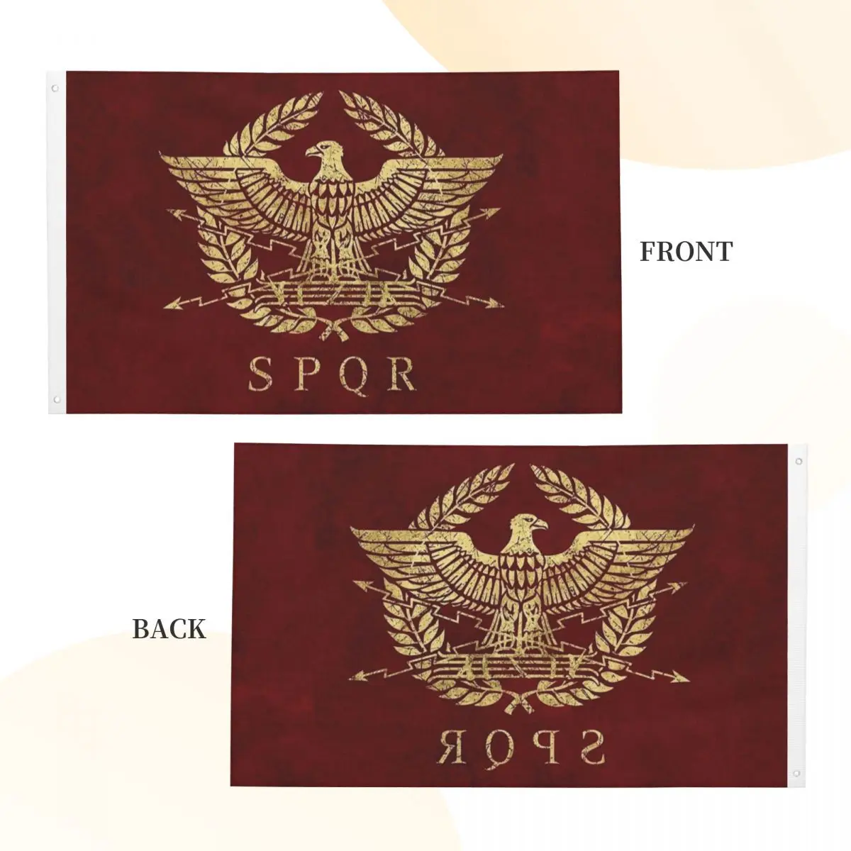 الإمبراطورية الرومانية شعار الذهب العلم في الهواء الطلق راية 2 الحلقات SPQR الديكور مزدوجة الوجهين 2x3 3x5 4x6 قدم أعلام #3