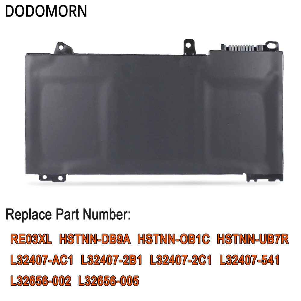 Dodomorn re03xl bateria do portátil para hp probook 430 440 445 450 455 g6 para zhan 66 pro 13 14 15 g2 HSTNN-OB1C 11.55v 45wh 3750mah