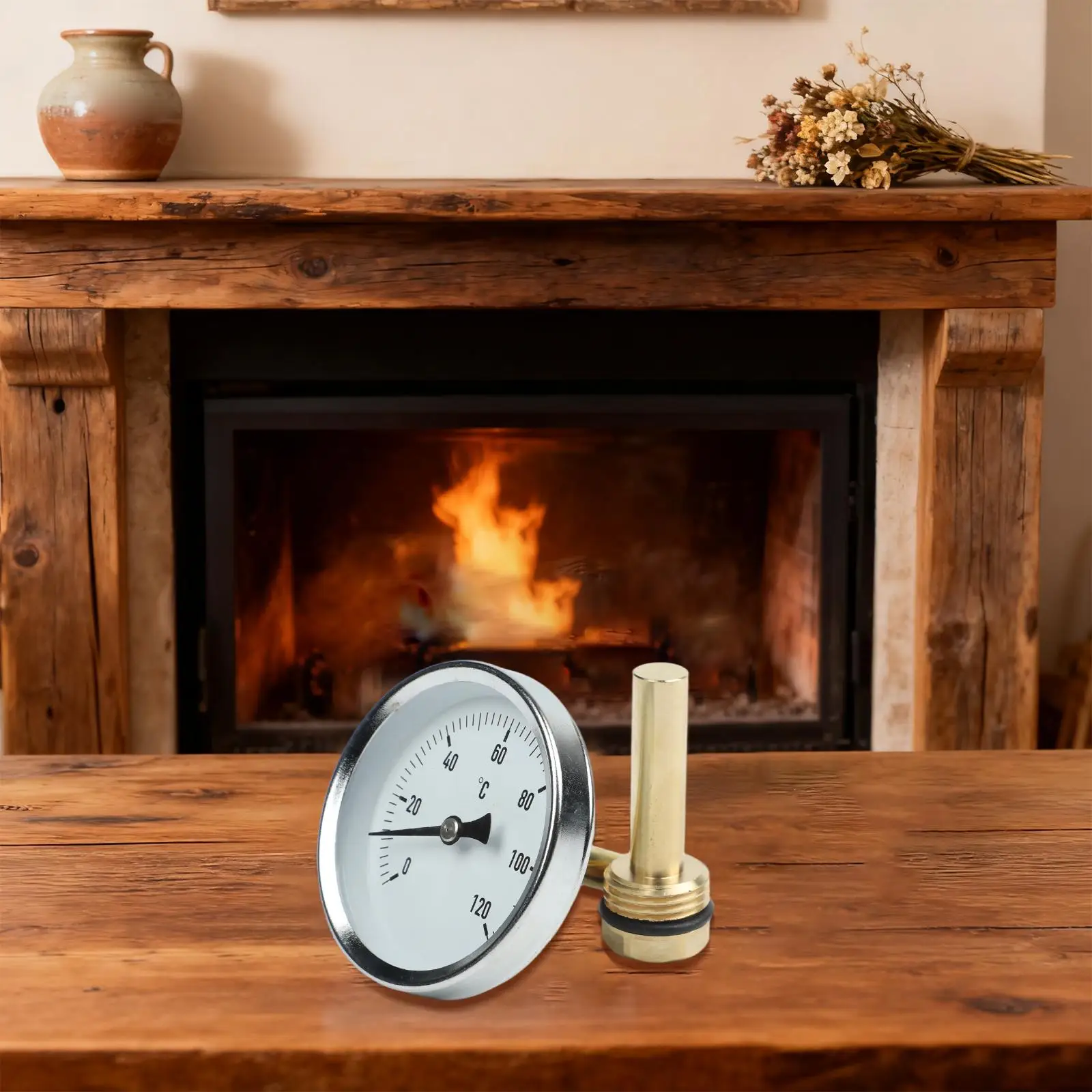 

Analog Thermometer Bimetallic Thermometer Easy Reading Long Service Life Thermometer With Brass Sleeve Analyzer