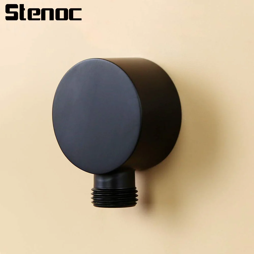 

Угловой настенный водоразборный патрубок 1/2 дюйма, черный, круглый, из цельной латуни, скрытый, для душа, соединитель для сантехнического шланга