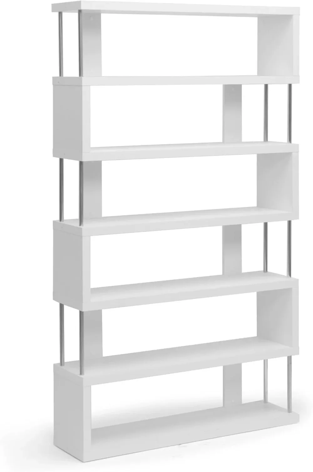 Baxton Studio Barnes 75.5-inch H 6-Shelf Bookcase, White (97-4834-HiT)