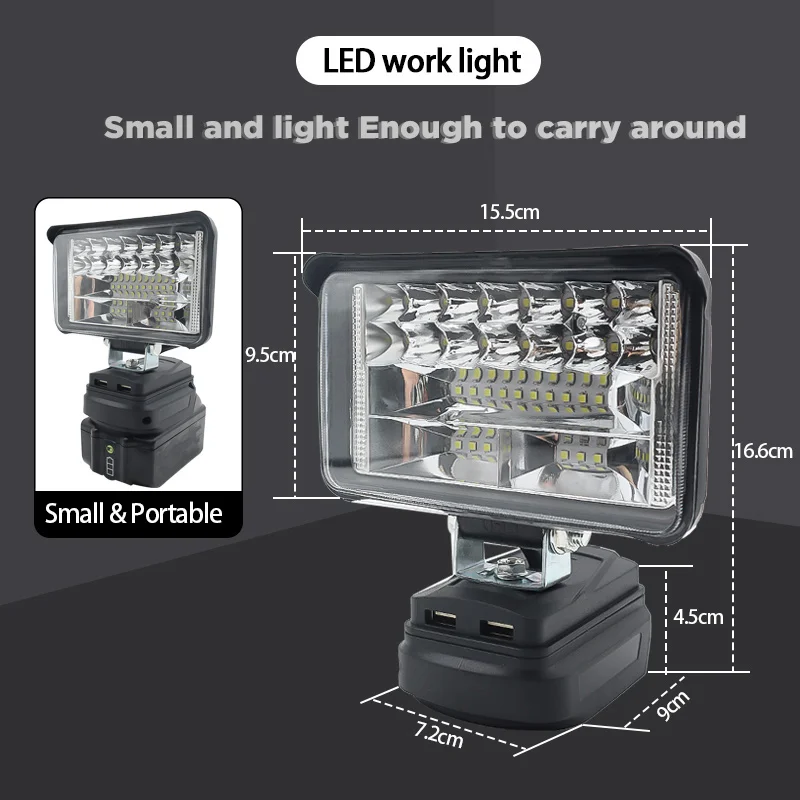 Imagem -06 - Polegada Carro Conduziu a Luz do Trabalho Lanterna Tocha Spotlight Usb Power Bank para Makita 18v Li-ion Bateria Bl1830 Bl1815 Lâmpada Mão Lanterna 4
