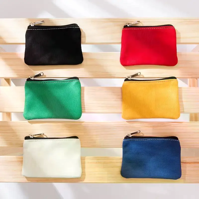 Mini Canvas Coin Purse With Smooth Metal Zipper Multiple Colors For Daily Use Travel Storing Small Personal Items