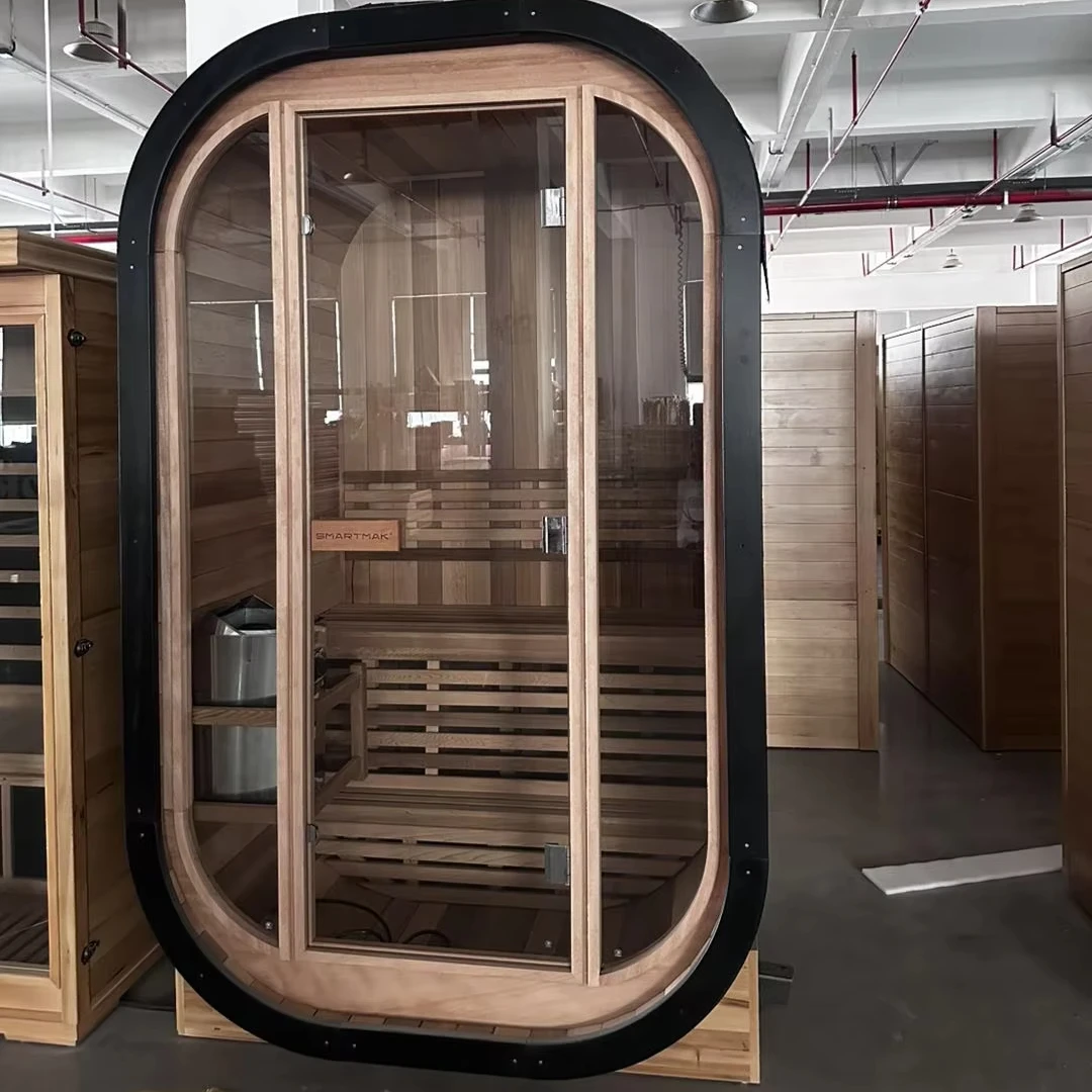 Smartmak Cedar 2 Person Small Cube Sauna Outdoor with Asphalt Shingle