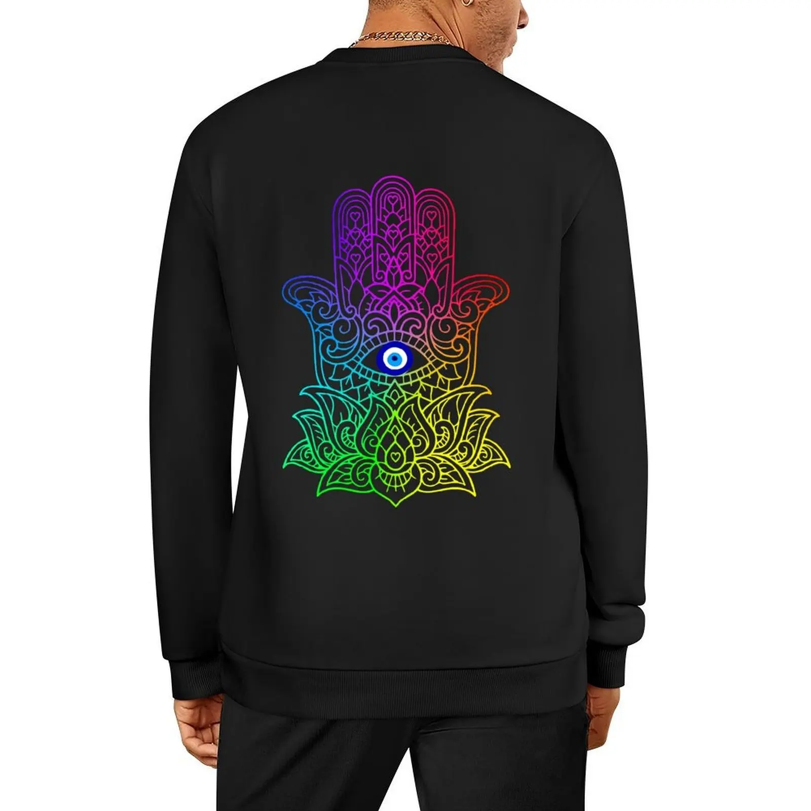 

Hand Of Hamsa Fatima Evil Turkish Tiger Eye Pullover mens clothing autumn men's sweat-shirt set autumn clothes sweatshirts