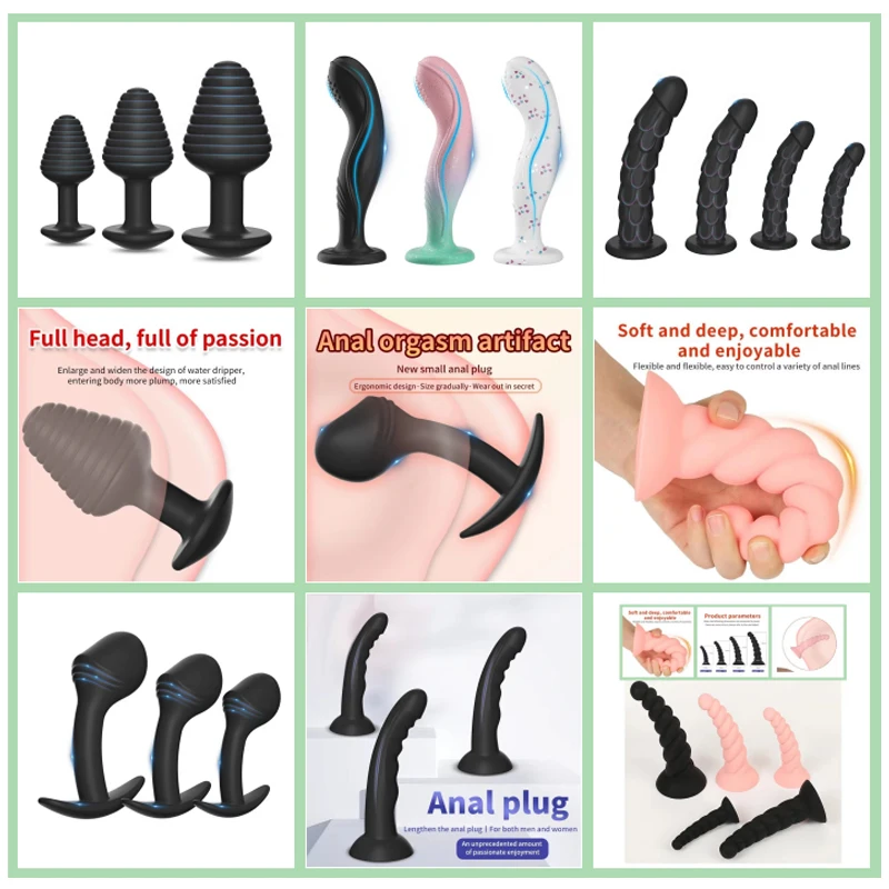 SM Soft Silicone 3Size Anal Plug Big Dildo With Strong Suction Cup Huge Anus Expander Butt Plug Adult Sex Toys For Men Women