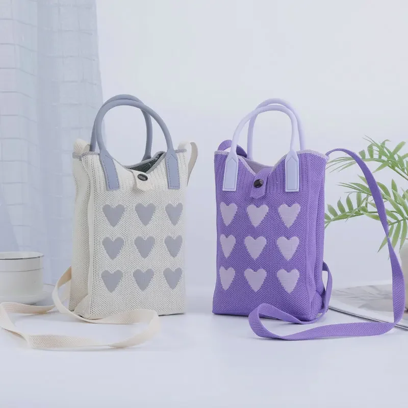 

New Love Phone Bag Crossbody Knitted Bag with A Unique Design Handheld Single Shoulder Portable Travel Handbags Crossbody