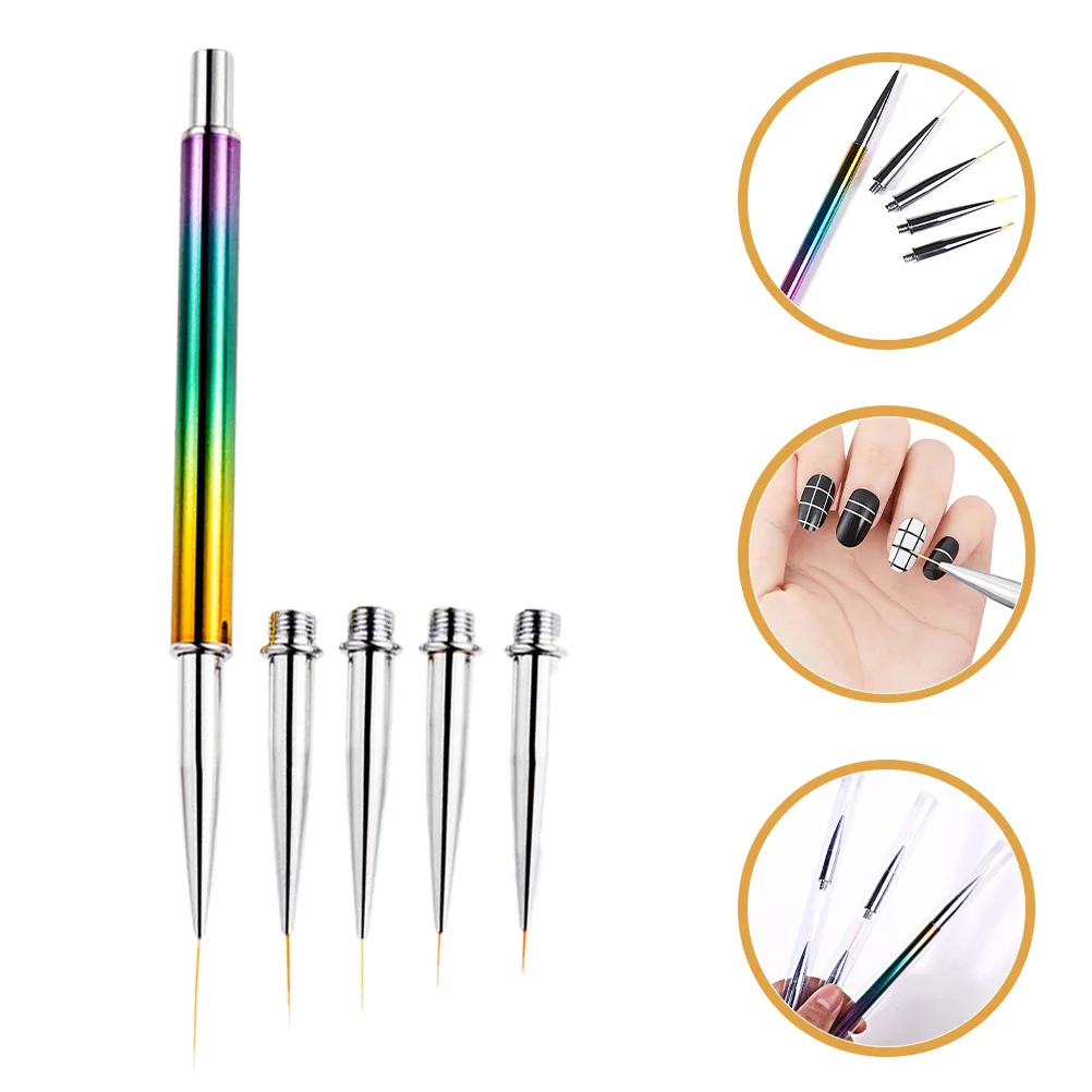 1 set 1 Set Art Pen Kit Replacement Heads Multi-Functional Nail Drawing Line Patterns Salon Manicure Tools Nail Art Supplies