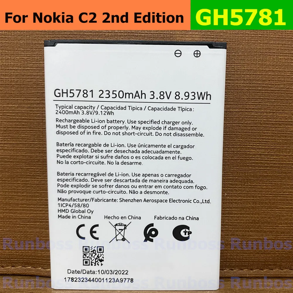 Original New Battery for Nokia C2 2nd Edition mobile phone battery GH5781 2350mAh TA-1446 TA-1452 TA-1454 TA-1468 TA-1471