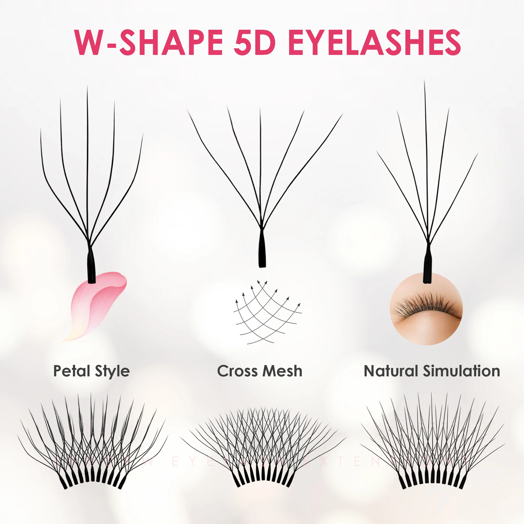 SEEDEW 0.07mm Natural Wispy W-shaped 5D Eyelashes Extension Premium Materials False Lashes New Upgrade 5D Lashes