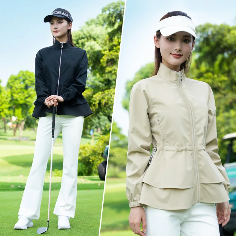 

PGM Women's Golf Wear Ruffled Hem Zippered Stand-up Collar 2025 Autumn/Winter Women's Clothing Women's Jacket YF844