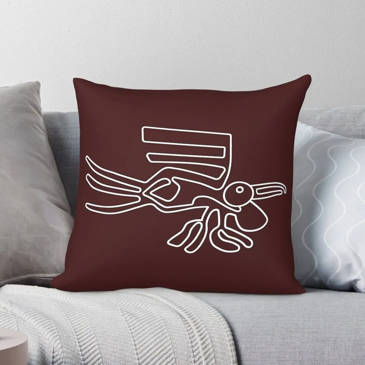 Funda de almohada cuadrada Pelican From Nazca, funda de almohada decorativa con cremallera, de poliéster, lino y terciopelo, estampada, funda de cojín para coche, venta al por mayor