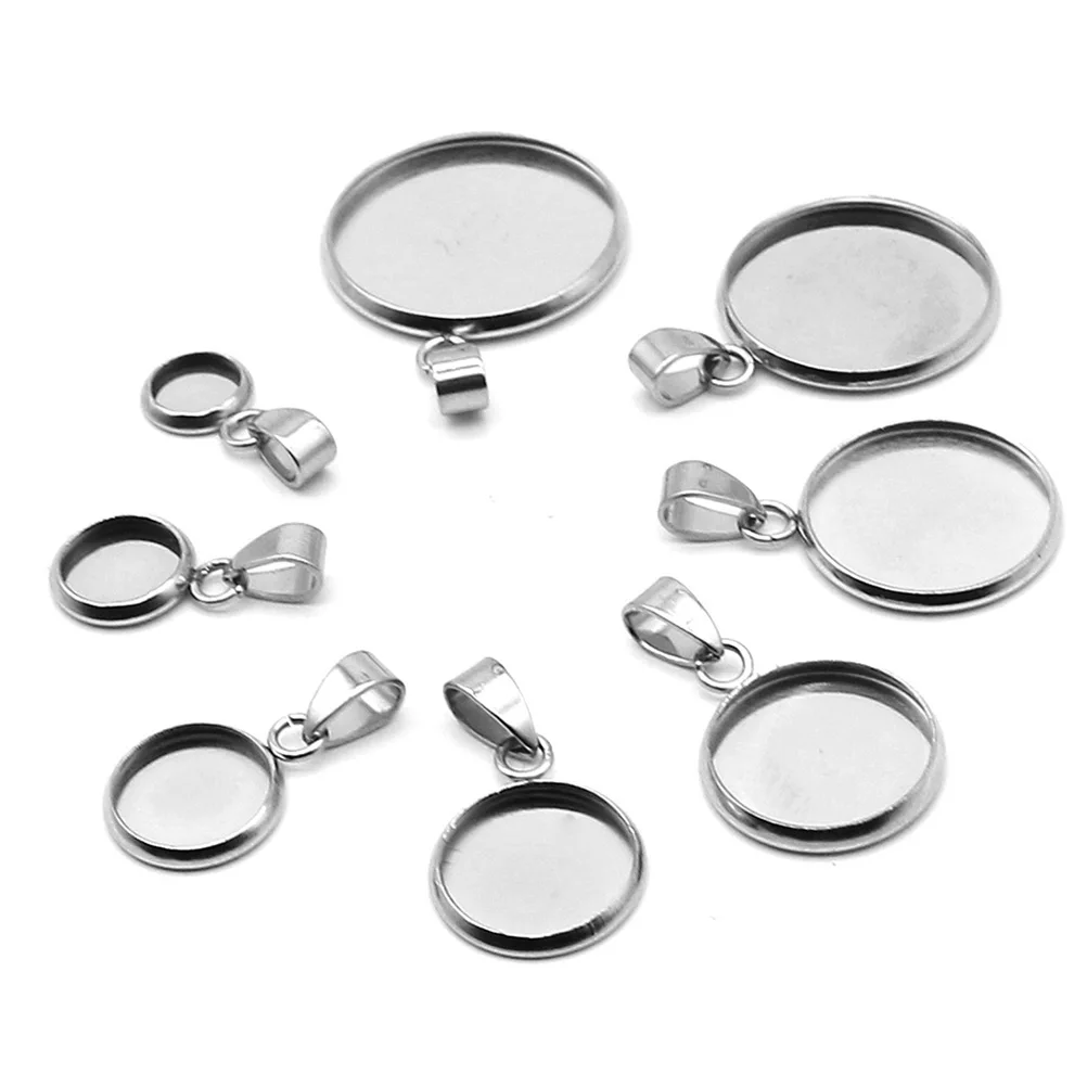 

40pcs Stainless Steel Pendant Bases Round Tray Jewelry Making Accessories Diy Earring Holder Bezel Setting Blanks Craft Ring