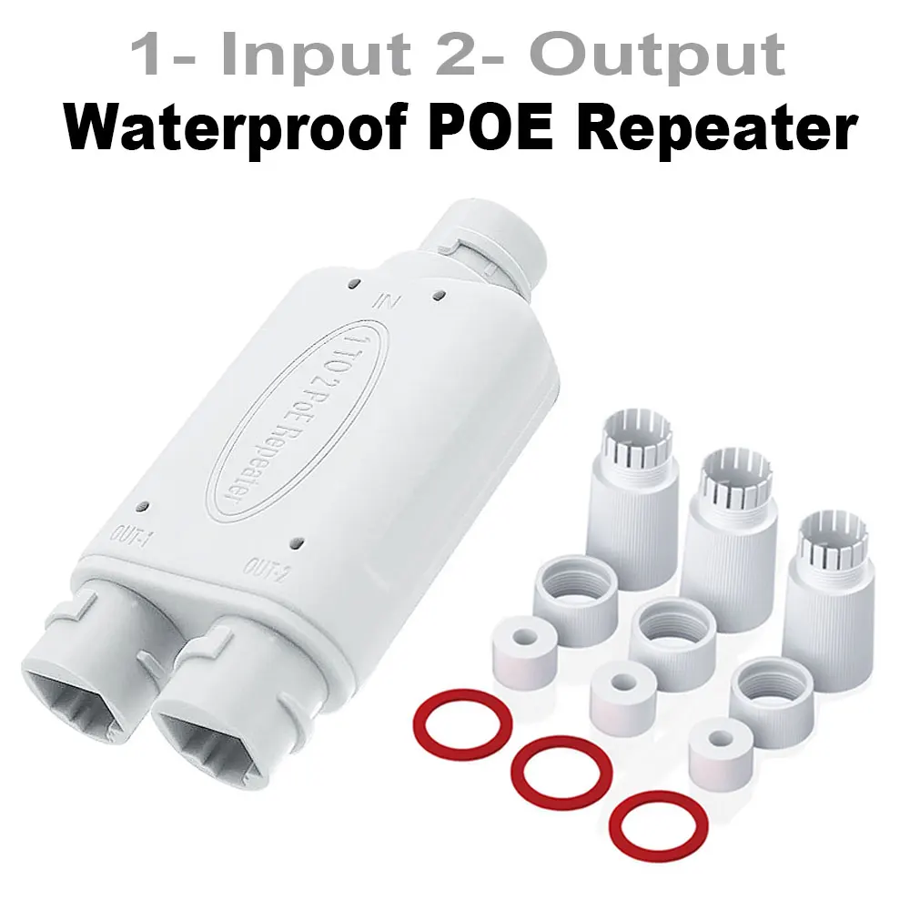 Plug and Play Feature Outdoor Waterproof standard 10/100Mps 1 in 2 out POE Extender/Repeater 30W Factory