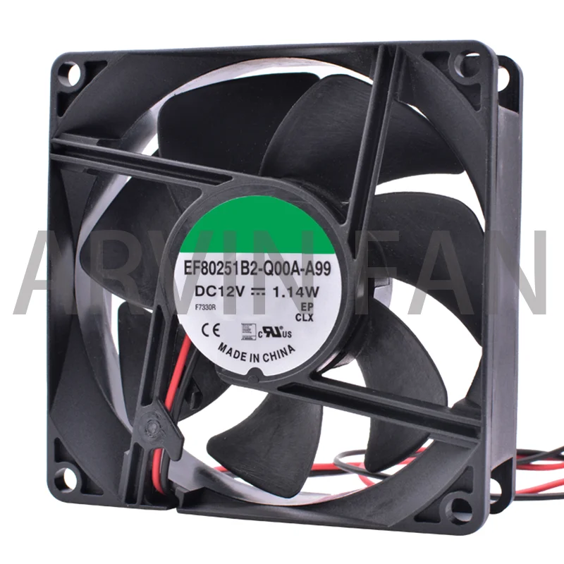 COOLING REVOLUTION EF80251B2-Q00A-A99 8cm 8025 80mm Fan 12V 1.14W  Double Ball Air Volume Power Supply Cooling Fan