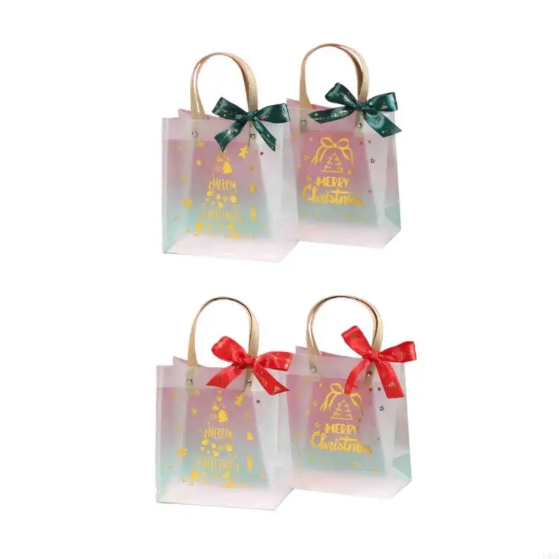 54HD Pack Of 8 Clear Christmas Gift Bags with Handle Packaging Bags for Party Favor