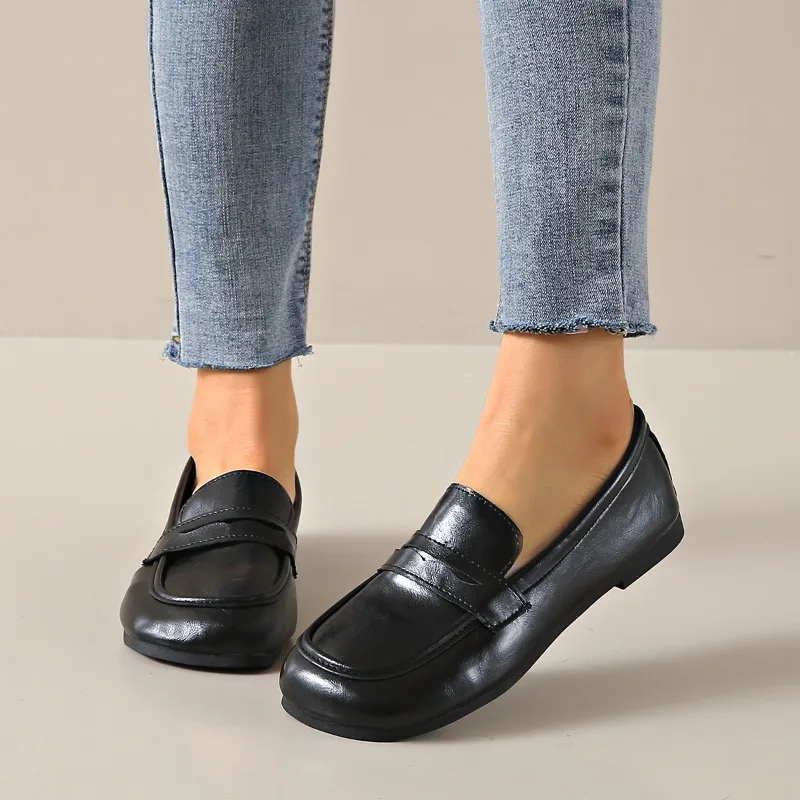 2025 novos sapatos baixos femininos de primavera, mocassins com sola macia, chinelos, sapatos casuais, sapatos de trabalho de escritório de designer