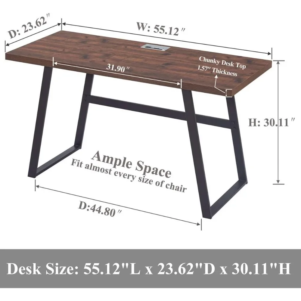 Modern Simple Wood Home Office Desk Wood and Metal PC Writing Workstation Walnut Sturdy Home Freight Free Computer Table Reading