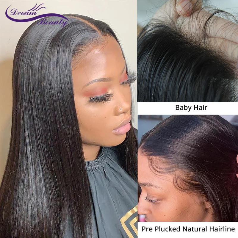 

HD Lace Front Human Hair Wigs PrePlucked Brazilian Straight Invisible 13x6 Invisible HD Lace Frontal Wig For Women Glueless