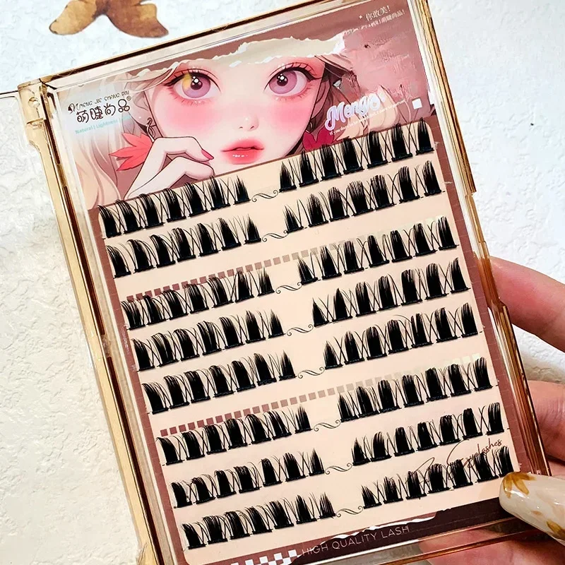 Little Devil ขนตาปลอมร้อนมังงะปลอม Lash หนา Mink ผมโค้งเดี่ยว Cluster Eye Extension เครื่องมือ