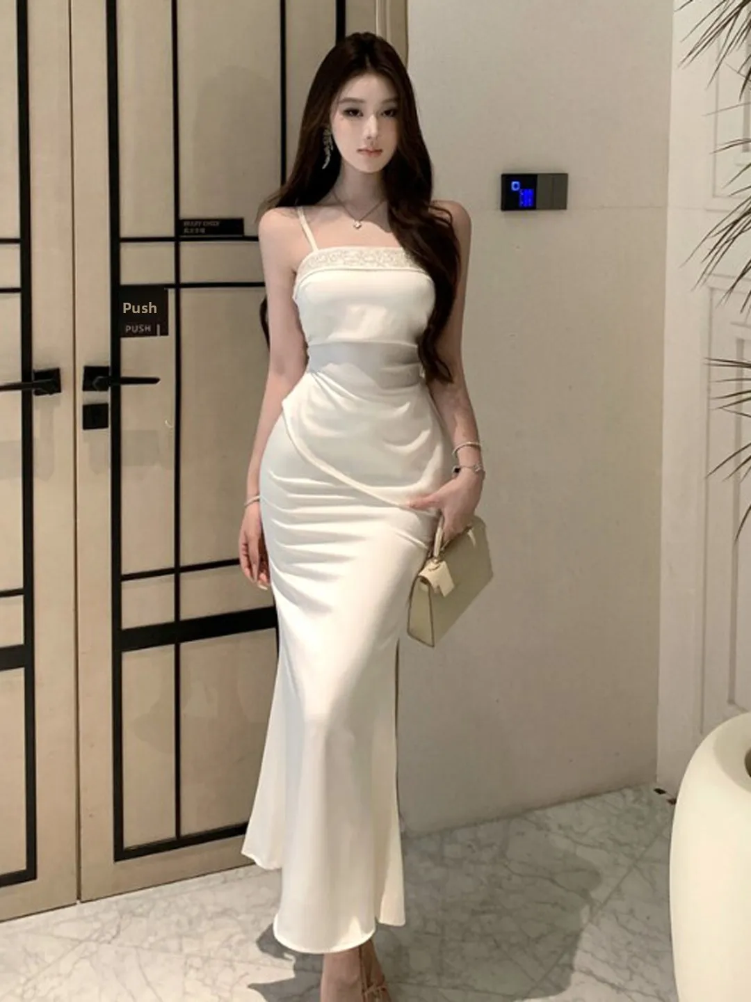

Elegant Unique Fish Tail Skirt And Strap Top Two Piece Set Summer Fashionable Cotton Sexy Style mid High Waist Casual Wear